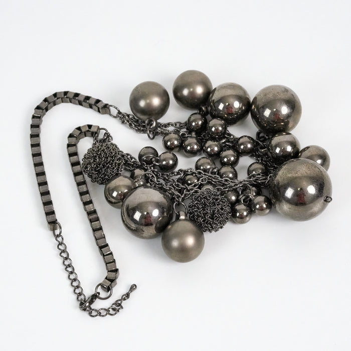 Vintage Gunmetal-Tone Statement Bubble Necklace