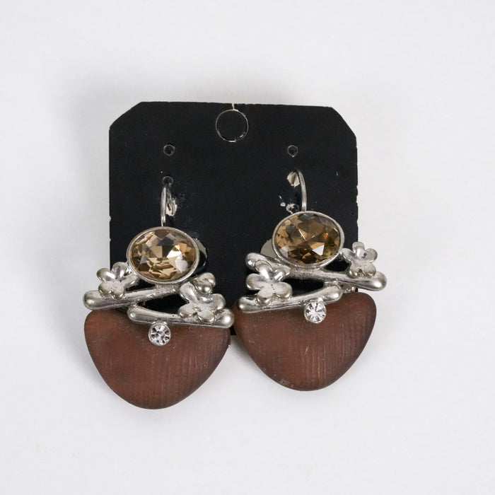 Vintage Brown Statement Necklace & Matching Earrings Set