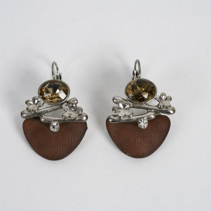 Vintage Brown Statement Necklace & Matching Earrings Set