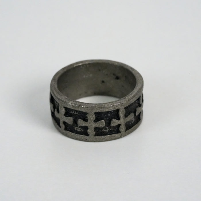 Vintage Silver-Tone Black Enamel Band Ring