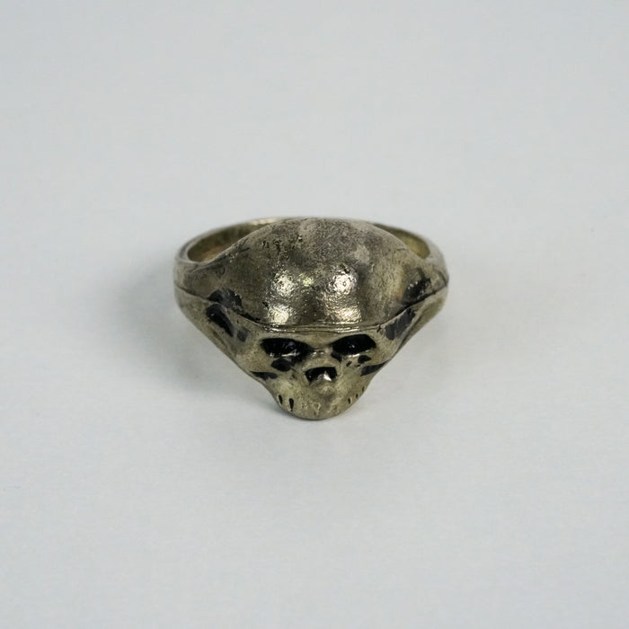 Vintage Silver-Tone Skull Statement Ring