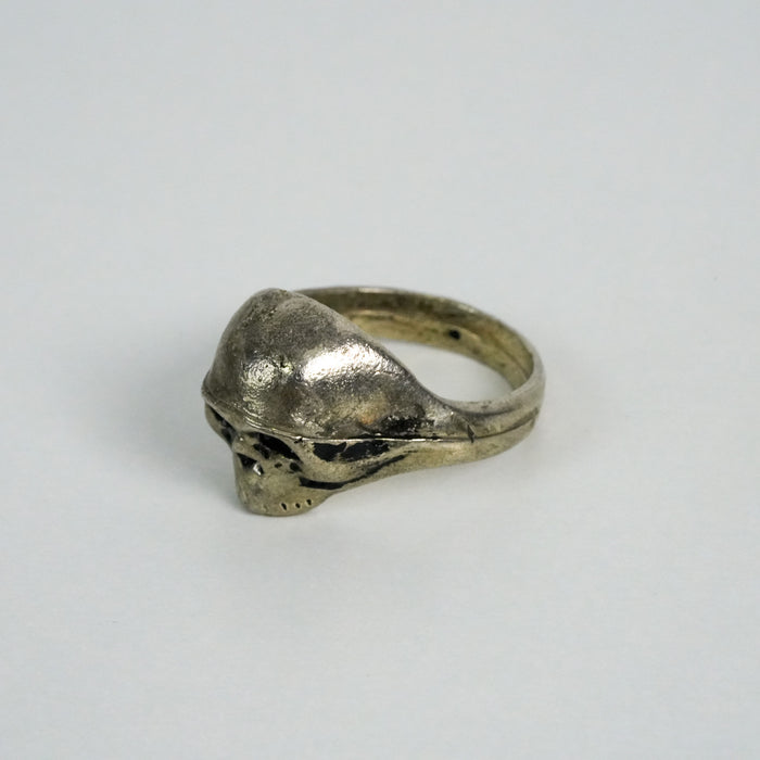 Vintage Silver-Tone Skull Statement Ring