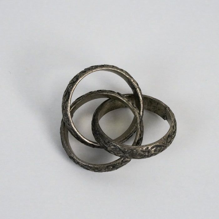 Vintage Gothic Engraved Silver-Tone Ring Set