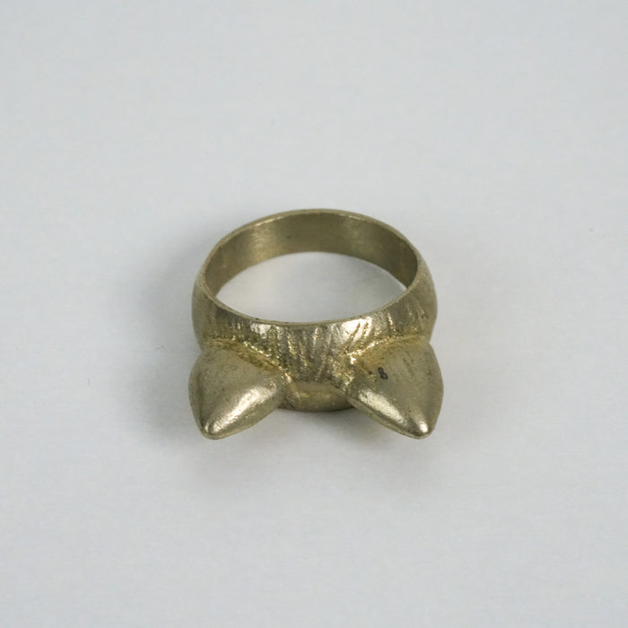 Vintage Gold-Tone Cat Ear Statement Ring