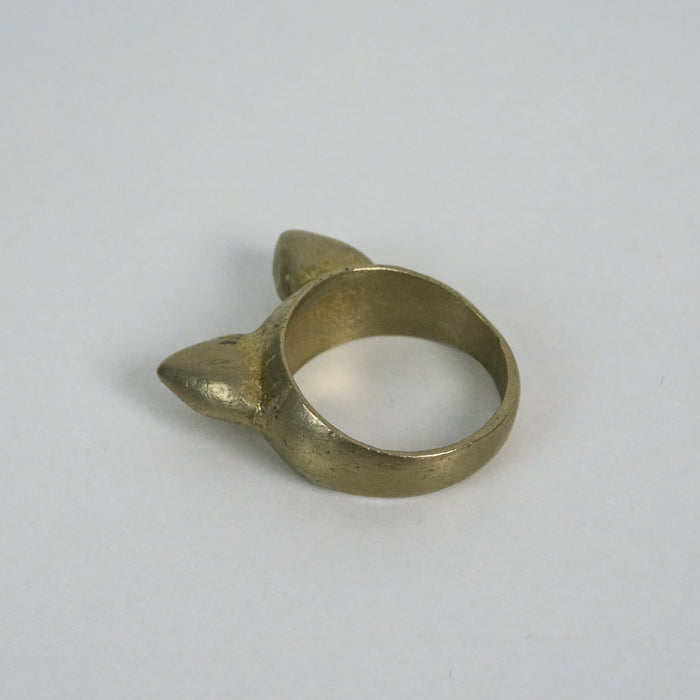 Vintage Gold-Tone Cat Ear Statement Ring