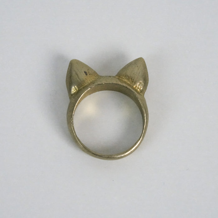 Vintage Gold-Tone Cat Ear Statement Ring