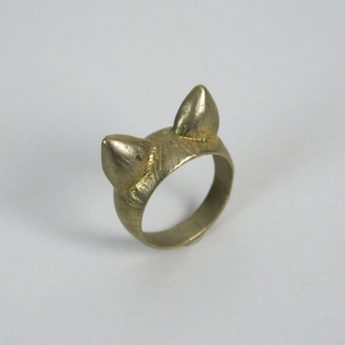 Vintage Gold-Tone Cat Ear Statement Ring