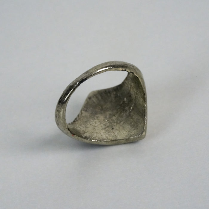 Vintage Silver-Tone Black Enamel Signet Ring