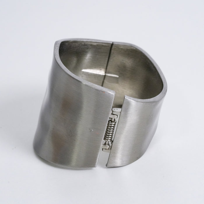 Vintage Silver Tone Sculptural Wide Cuff Bracelet