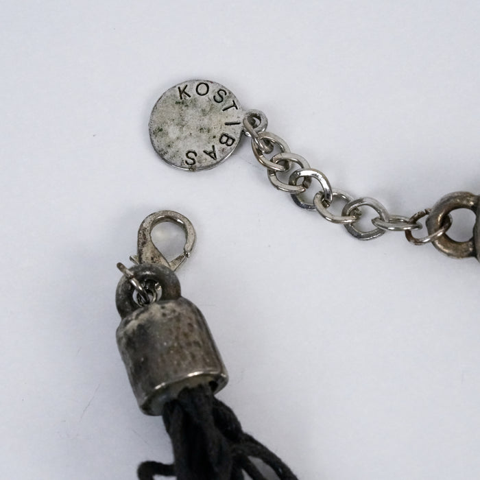 Vintage Kostibas Abstract Tiered Pendant Necklace – Silver Tone Statement Necklace