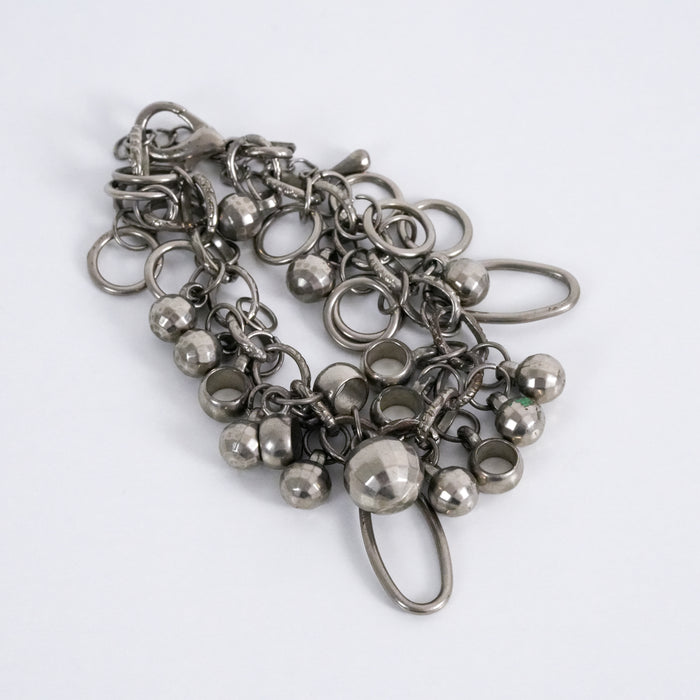Vintage Silver Tone Multi-Charm Chain Bracelet