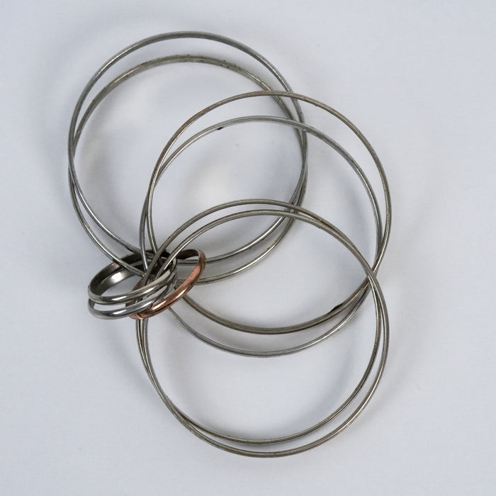 Vintage Mixed Metal Bangle Set | Silver & Copper Tone Stack Bracelets