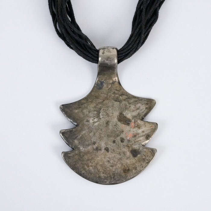 Vintage Kostibas Abstract Tiered Pendant Necklace – Silver Tone Statement Necklace