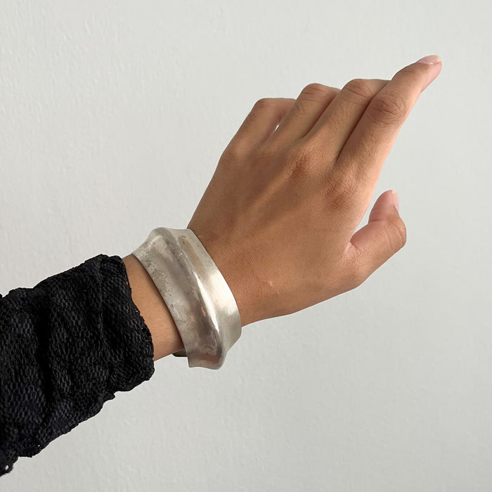 Vintage Wide Silver Tone Cuff Bracelet