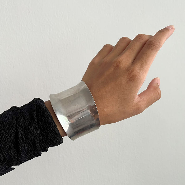 Vintage Wide Silver Tone Cuff Bracelet