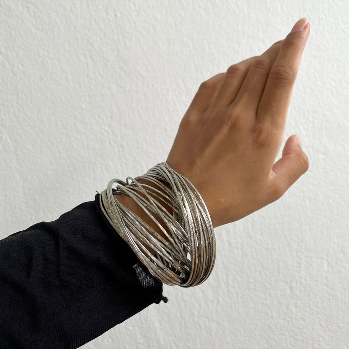 Vintage Multi Row Silver Tone Bangle Set