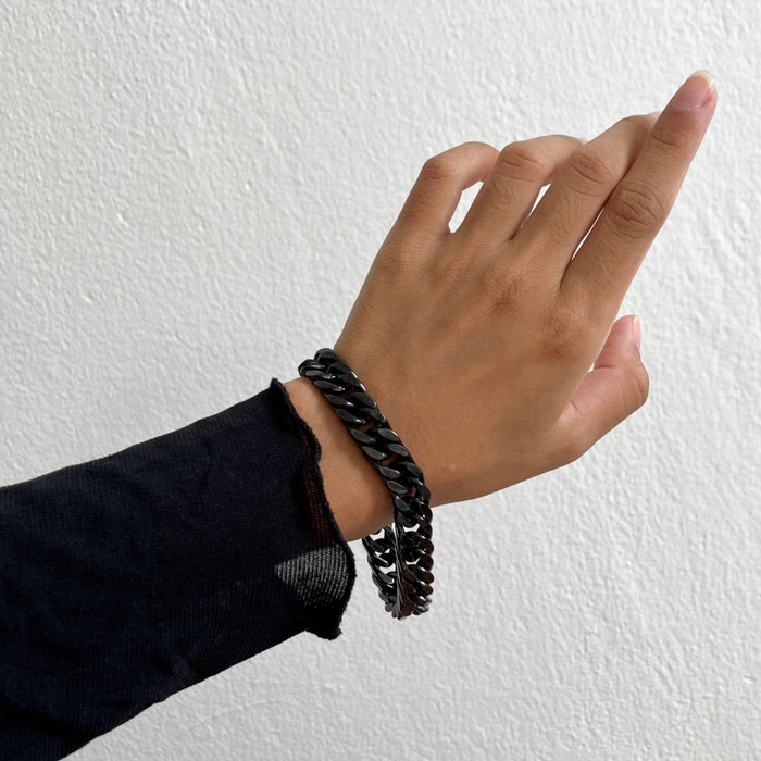 Vintage Curb Chain Black Tone Bracelet