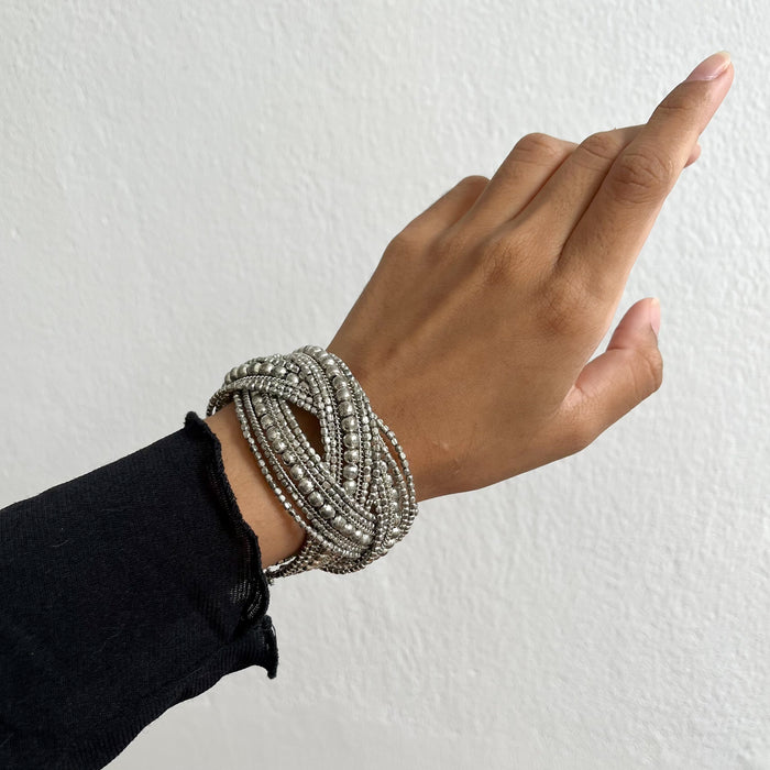 Vintage Silver-Tone Multi-Strand Wrap Bracelet