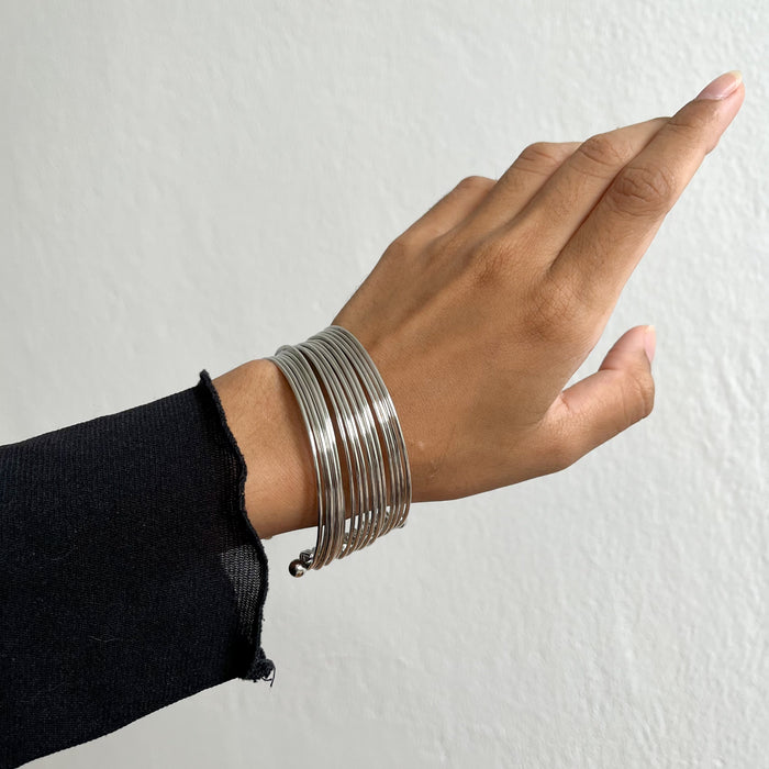 Vintage Silver Tone Multi-Wire Cuff Bracelet