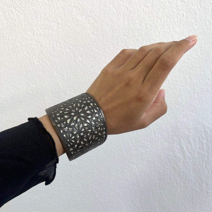 Vintage MNG Black Filigree Statement Cuff Bracelet