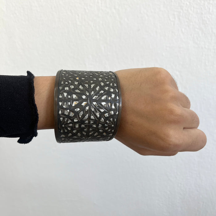 Vintage MNG Black Filigree Statement Cuff Bracelet