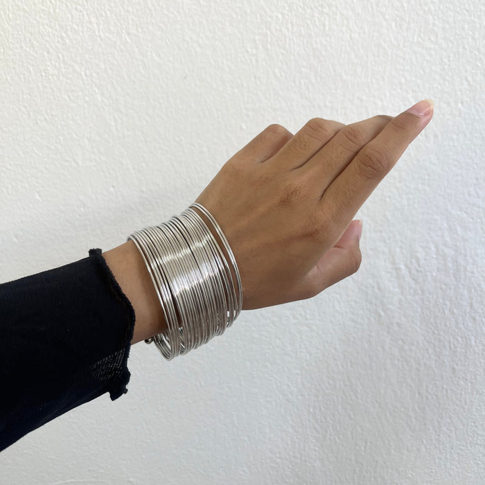 Vintage Silver-Tone Multi-Wire Cuff Bracelet