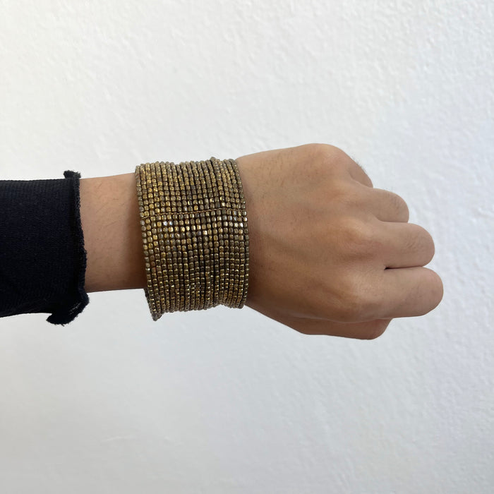 Vintage Bronze Beaded Statement Cuff Bracelet