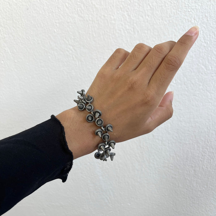 Vintage Gunmetal Spiked Link Chain Bracelet
