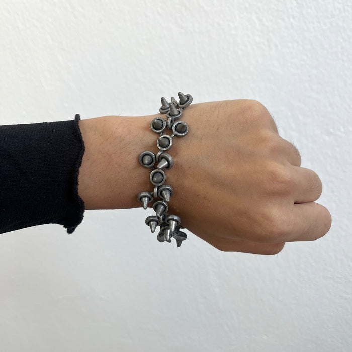 Vintage Gunmetal Spiked Link Chain Bracelet