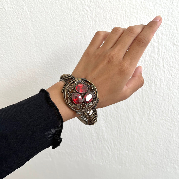 Vintage Bronze-Tone Filigree Cuff Bracelet