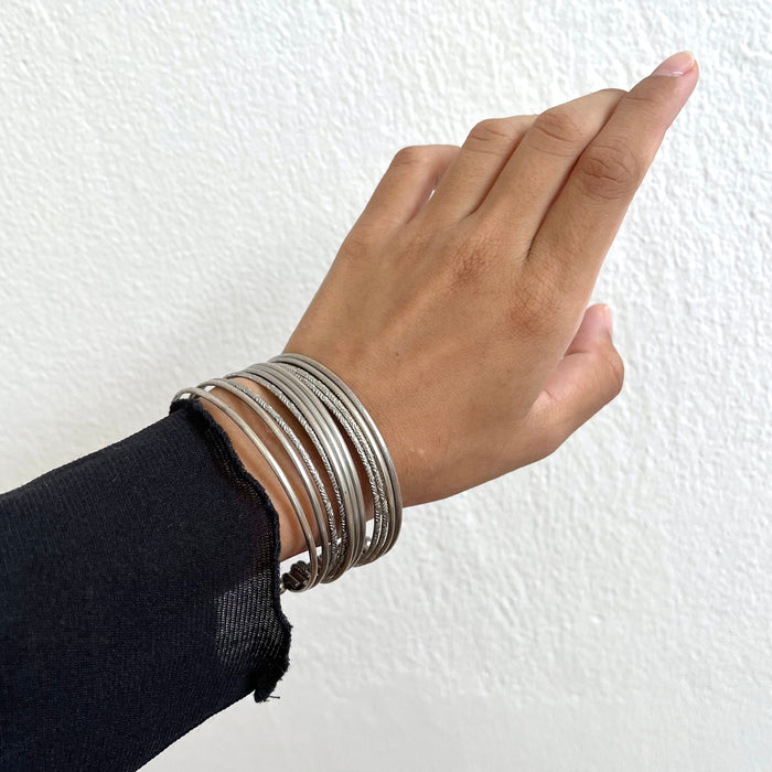 Vintage Silver Tone Multi Strand Cuff Bracelet