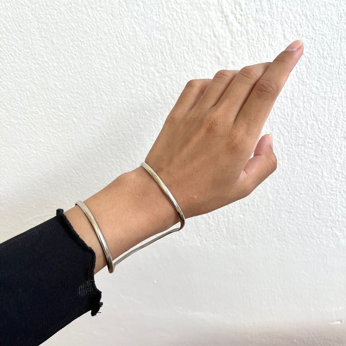 Vintage Silver Tone Sculptural Cuff Bracelet