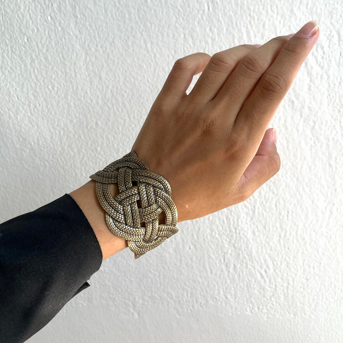 Vintage Gold-Tone Interwoven Knot Cuff Bracelet