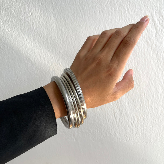Vintage Silver-Tone Five-Piece Bangle Set