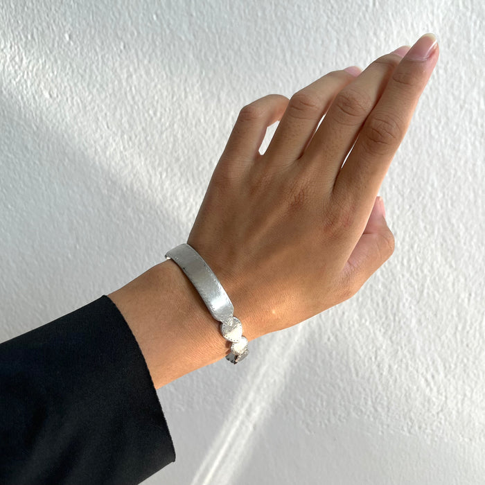 Vintage Silver-Tone Sculptural Cuff Bracelet