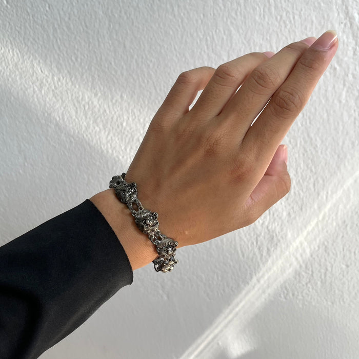 Vintage Silver-Tone Panther Link Bracelet