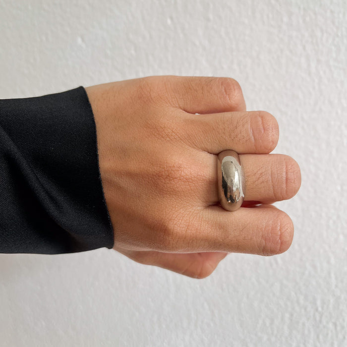 Vintage Silver-Tone Chunky Dome Statement Ring