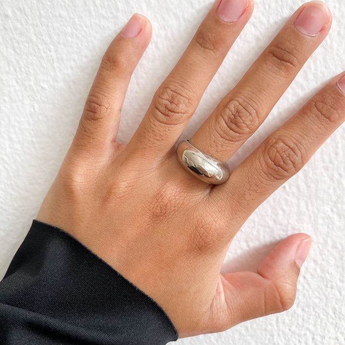Vintage Silver-Tone Chunky Dome Statement Ring