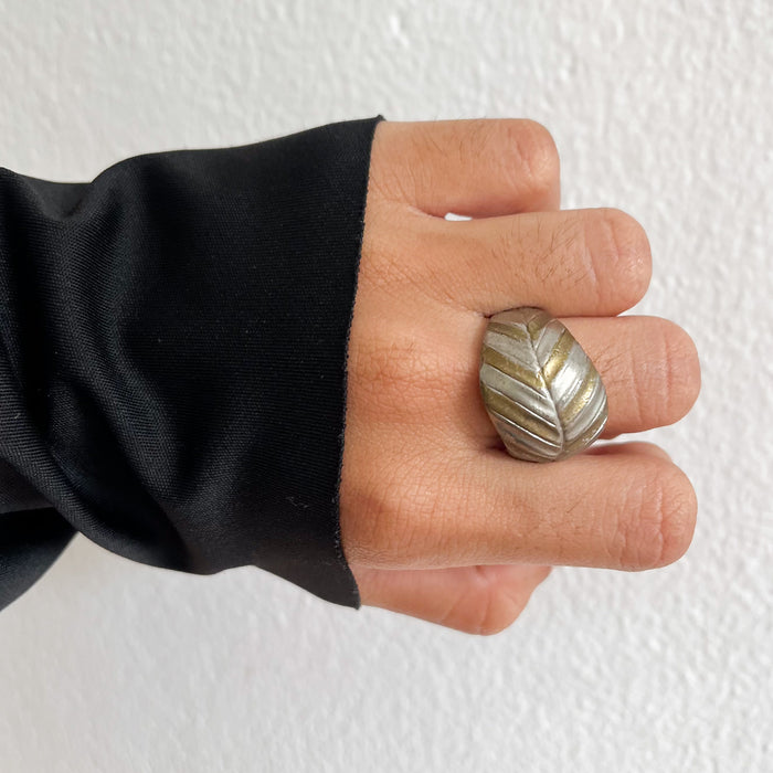 Vintage Silver and Gold-Tone Textured Statement Ring