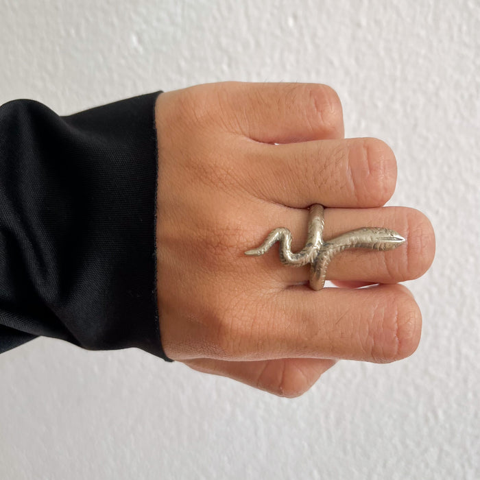 Vintage Gold-Tone Serpent Wrap Statement Ring