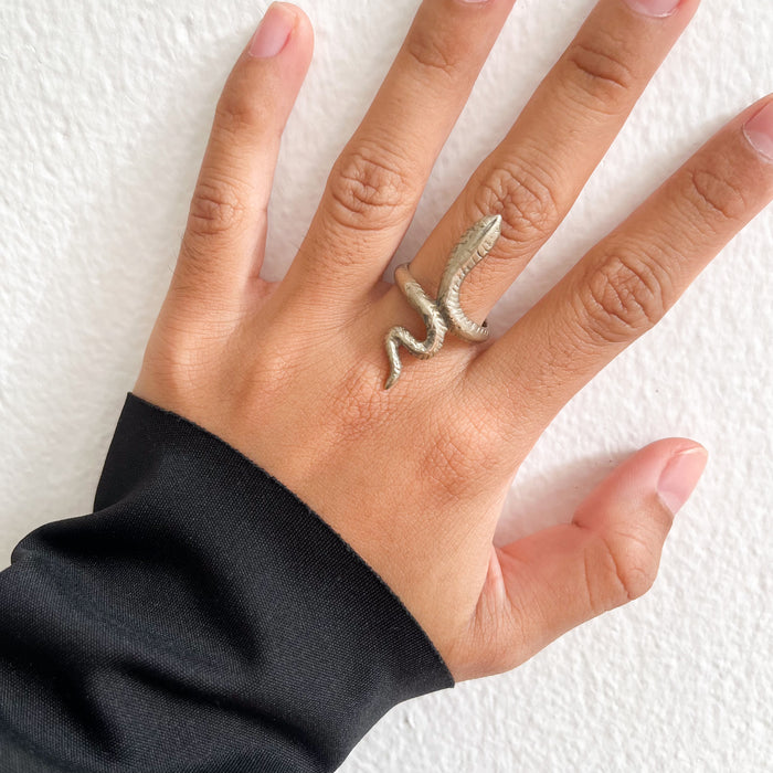 Vintage Gold-Tone Serpent Wrap Statement Ring