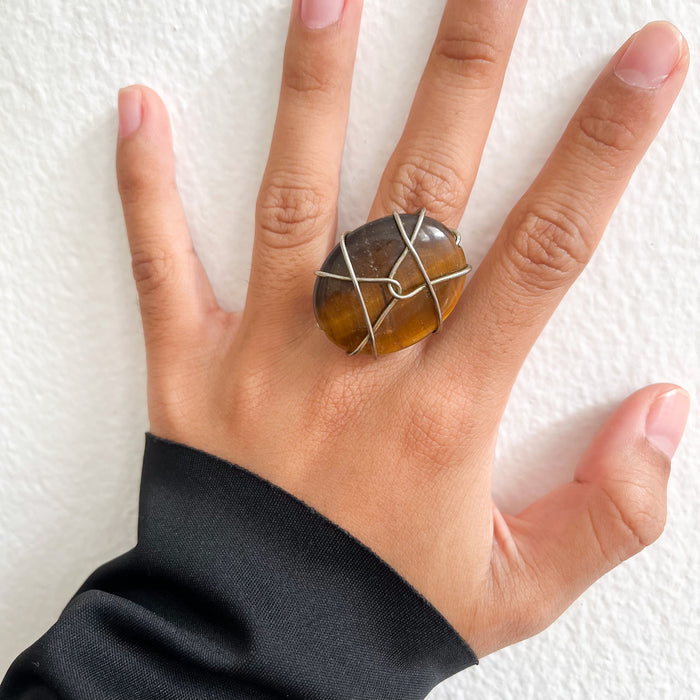Vintage Tiger’s Eye Stone Statement Ring
