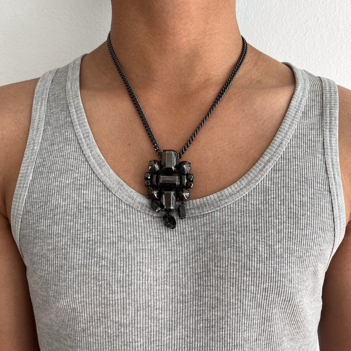 Vintage Black Geometric Statement Necklace