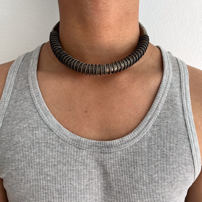 Vintage Silver-Tone Coiled Choker Necklace