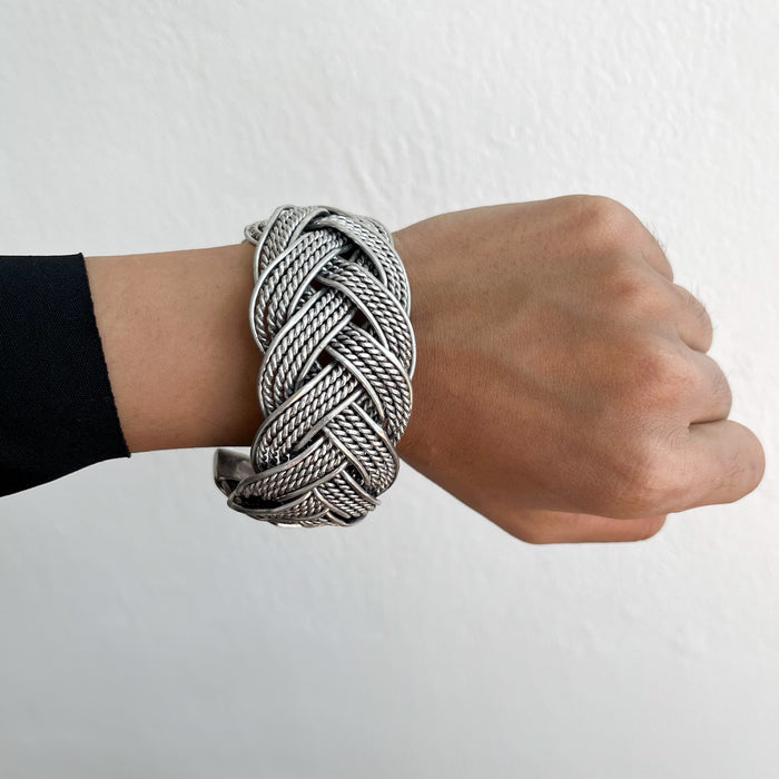 Vintage Silver Braided Cuff Bracelet