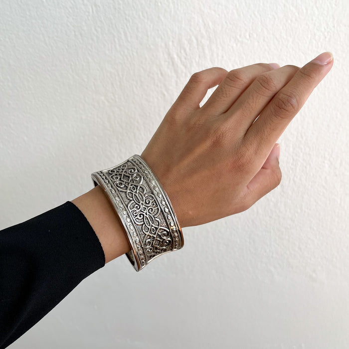 Vintage Ornate Silver Cuff Bracelet