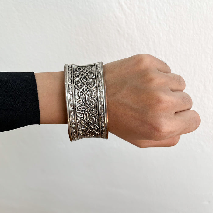 Vintage Ornate Silver Cuff Bracelet