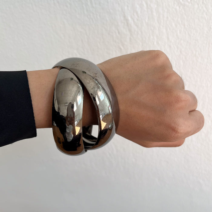 Vintage Gunmetal Interlocking Bangle Bracelets