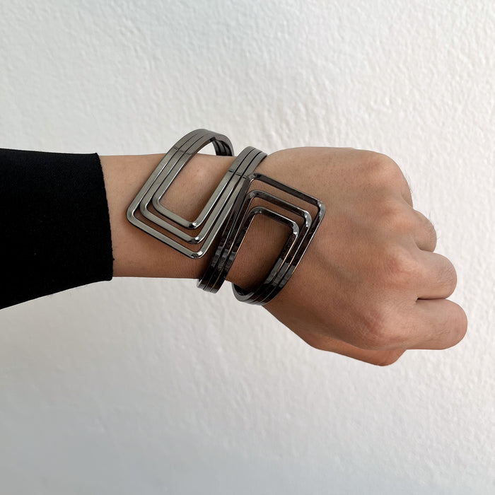Vintage Gunmetal Geometric Cuff Bracelet