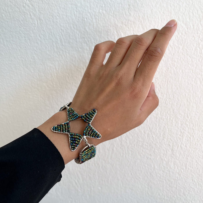 Vintage Beaded Star Statement Bracelet